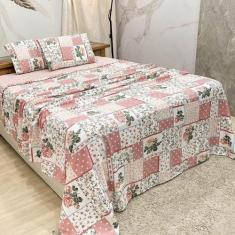 Imagem de Jogo Cama Lençol Queen Colonial Percal 300 Fios 4 Peças Rosa - Casa Sh