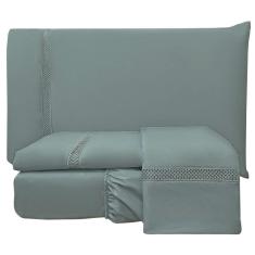 Imagem de Jogo Lençol King Lenny Guipir 4 Pçs Cinza