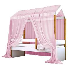 Imagem de Cama Montessori Cabana Solteiro Com Dossel Rosa
