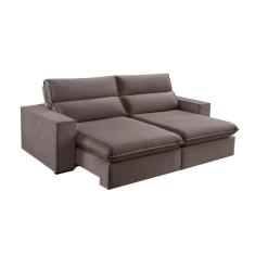 Imagem de Sofá 3 Lugares Retrátil e Reclinável Free Veludo Bege Escuro 190 cm