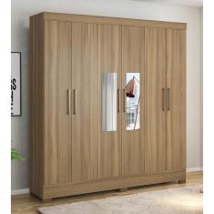 Imagem de Guarda Roupa Roupeiro Casal 63020 06 Portas 03 Gavetas c/ Espelho Prático Amendola Touch Demóbile