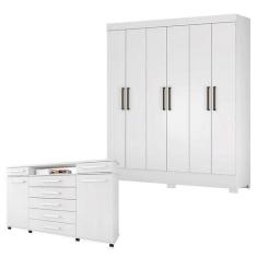 Imagem de Cômoda London E Guarda Roupa Casal Verso Branco - Demóbile - Demobile
