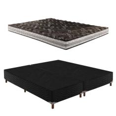 Imagem de Box Queen Íris 42x158x198cm com Colchão Queen Unique D33 Plus Duoface 14x158x198cm Preto Elegancy