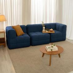 Imagem de sofá guldi popup com 2 módulos canto e central linho azul