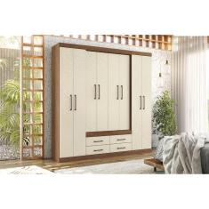 Imagem de Guarda Roupa 8 Portas e 4 Gavetas Nápoles Jatobá/Areia - Santos Andirá