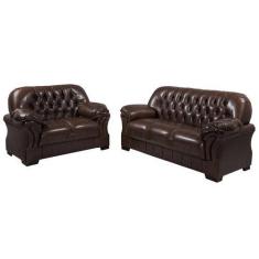 Imagem de Jogo De Sofá 2 E 3 Lugares Material Sintético Marrom Sultão Rei Impéri