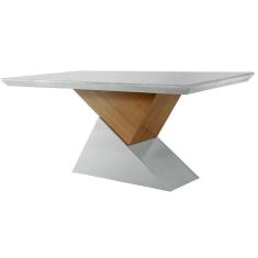 Imagem de Mesa Para Cozinha Dubai Tampo Madeirado Vidro Reto 180x90cm Off White-imbuia-vidro Off WhiteRufato