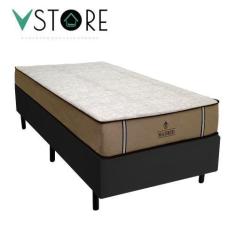 Imagem de Cama Box Solteiro + Colchão Madrid D33 Molas Ensacadas 88X188x66cm Vár