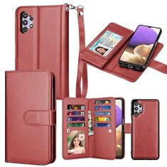 Imagem de Takfox Capa carteira para Samsung Galaxy A32 5G, capa carteira para Galaxy A32 5G, couro PU com compartimentos para cartão de crédito, capa flip flip magnética destacável e suporte de cordão para A32