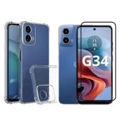 Imagem de Kit para Moto G34 - Capinha Anti Impacto + Película de Vidro 3D Motoro