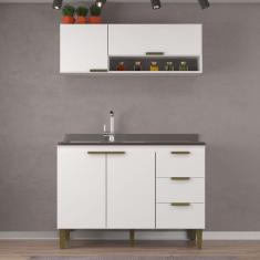 Imagem de Cozinha Compacta Carol 4 Portas 3 Gavetas Branco - Jcarvalho