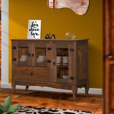 Imagem de Balcão Rústico Pequeno Madeira Maciça Imbuia Dione Jm Móveis