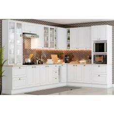 Imagem de Cozinha Completa Americana 19 Peças (6Aéreos+6Balcões+2Paneleiros+5Tampos) s/Pia CZ264 Branco - Henn
