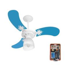 Imagem de Ventilador Teto Super Baby Colors 3Pás Mdf Branco/Azul 220V+Controle -