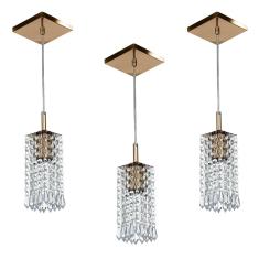 Imagem de Kit 3 Lustre Pendente Clearcrillic Cristal De Acrílico Cobre