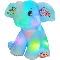 Imagem de Luz noturna de brinquedo de pelúcia para elefantes - azul, LED, canções de ninar