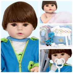 Imagem de Boneco Bebê Reborn Principe 52cm Corpo Em Silicone + Enxoval - Cegonha