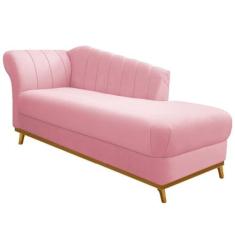 Imagem de Recamier Vanessa 185cm Lado Direito Suede Rosa Bebê - Amarena Móveis