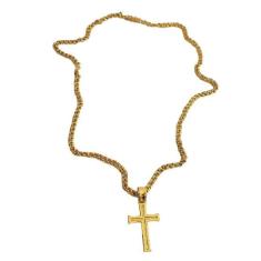Imagem de Cordão Banhado A Ouro 18K Friso Duplo 5Mm Com Pingente Cruz