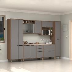 Imagem de Cozinha Modulada Completa 6 Peças Balcões Aéreos Vidro Reflecta comTampo Aspen Luciane Móveis