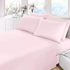 Imagem de Jogo De Cama Queen Liso 4 Peças Com Lençol De Cima 100% Algodão 180 Fi