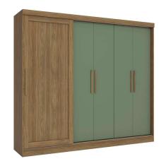 Imagem de guarda-roupa casal tormaline 5 pt 4 gv nogueira e verde oliva