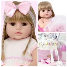 Imagem de Bebê Reborn Realista 100% Silicone Loira Bolsa Maternidade - Cegonha R