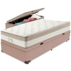 Imagem de Cama Box Baú Bege e Colchão King Best Molas Ensacadas Solteiro 88x188X