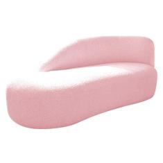 Imagem de Divã Recamier Curvo Luna 185cm Lado Esquerdo Suede - Doce Sonho Móveis Cor Rosa Bebê