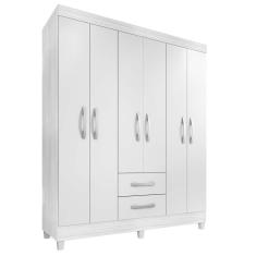 Imagem de Guarda Roupa Basic 6 Portas com 2 Gavetas Cor Carvalho Eco e Branco Eco - Incorplac