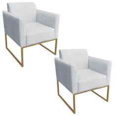 Imagem de Kit 2 Poltronas Decorativas Base Industrial  Maressa S10 Suede 
