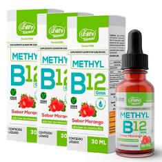 Imagem de Kit 3 Vitamina B12 Methyl em gotas Unilife sabor Morango 30 ml