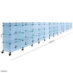 Imagem de Balcão de Atendimento Modulado em Vidro com Rodízios + Porta Bijuterias - 6,50 x 1,10 x 0,40
