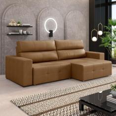 Imagem de Sofá Retrátil 4 Lugares 284cm 2 Módulos Nero Couro Caramelo G52 - Gran Belo