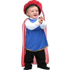 Imagem de Fantasia Príncipe Bebê 1 A 2 Anos Blusa + Capa Calça e Boina