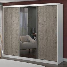 Imagem de Guarda Roupa Casal com Espelho 3 Portas de Correr Foscarini Branco/demolição