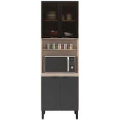 Imagem de Paneleiro Duplo Demóbile Firenze com 4 Portas, 4 Prateleiras e Nicho para Micro-ondas