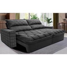 Imagem de Sofá Retrátil e Reclinável 3,15m Molas Ensacadas Cama Inbox Elegance com Thermogel Velusoft Cinza