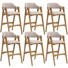 Imagem de Kit 06 Banquetas Altas Suran L02 Suede Bege