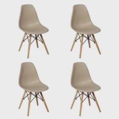 Imagem de Conjunto 4 Cadeiras Charles Eames Eiffel Wood Base Madeira - FIDOTI - Nude