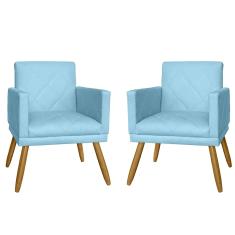 Imagem de Kit 02 Poltrona Decorativa Pés Palito Nina Estilo Matelassê  turquesa - DS Estofados