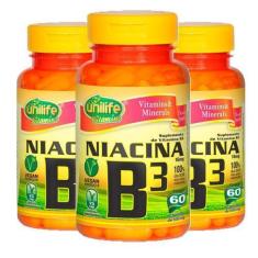 Imagem de Kit 3 Vitamina B3 (Niacina) - 60 Cápsulas - Unilife