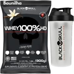 Imagem de Whey Protein 100% Hd Refil + Coqueteleira 600ml - Kit Black Skull Whey