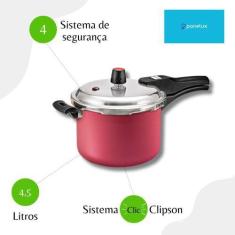 Imagem de Panela De Pressão 4,5 L Fechamento Externo Panelux Premium - Cereja