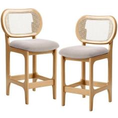 Imagem de Kit 2 Banquetas Baixa Bar Cozinha Sala de Jantar Betta L02 Mel Tela Bo
