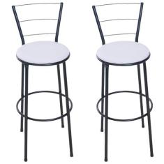 Imagem de Kit 2 banquetas alta cozinha bar balcão area - EJC ESPAÇO JUNCO, BRANC