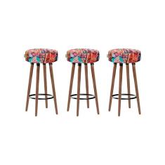 Imagem de Kit 3 Banquetas Alta Pés Palito Roma Coca Cola 70cm