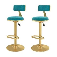 Imagem de Conjunto De 2 Banquetas De Bar De Ilha De Cozinha Ajustáveis, Altura De Balcão, Cadeira De Jantar Giratória Com Encosto, Flanela De Ferro Forjado Com Apoio Para Os Pés, Altura De Assento De 24" E 33"