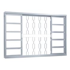 Imagem de Janela de Correr Aço 4 Folhas com Grade Elo MGM Minas Sul 120cmx150cm Vidro Liso Incolor