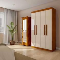 Imagem de Guarda-Roupa Solteiro Lancaster 4 pt Imbuia e Off White